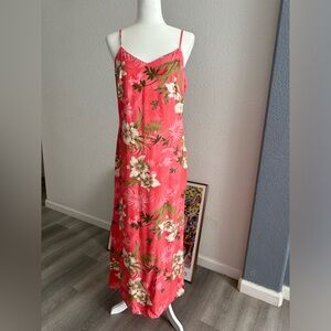 La Cabana Hawaiian Floral Maxi Pink Dress Size M